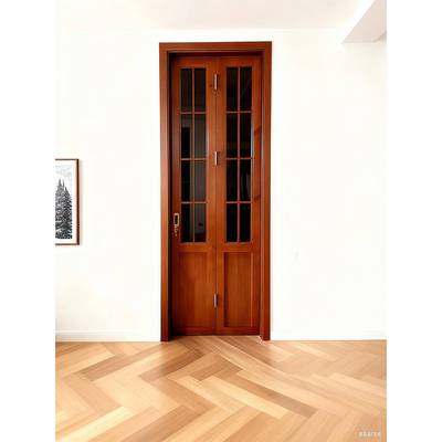 对开门卧室门中古风室内隔断门奶油风小门洞房门平开门定制双开门