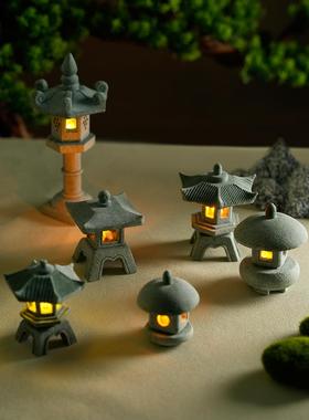 鱼缸内饰造景精致小摆件盆景装饰中国风庭院造景布置小亭子灯塔