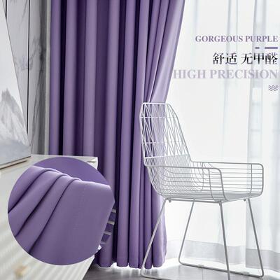 高级感紫色窗帘遮光2025新款流行客厅卧室轨道挂钩隔热加厚成品帘