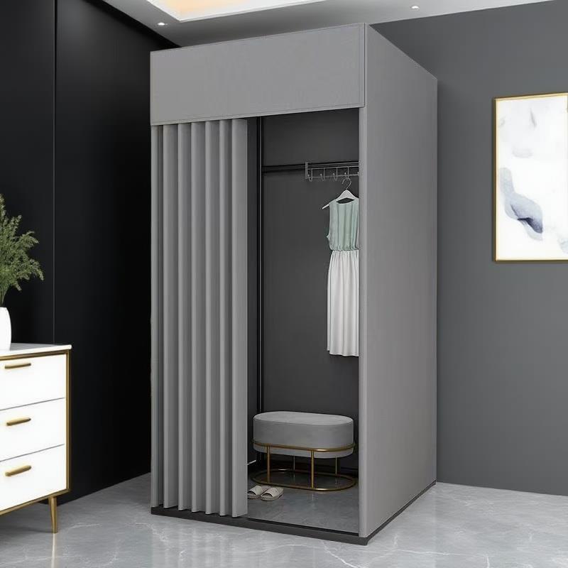 商场临时移动试衣间服装店落地便携式可折叠简易更衣室展示架门帘