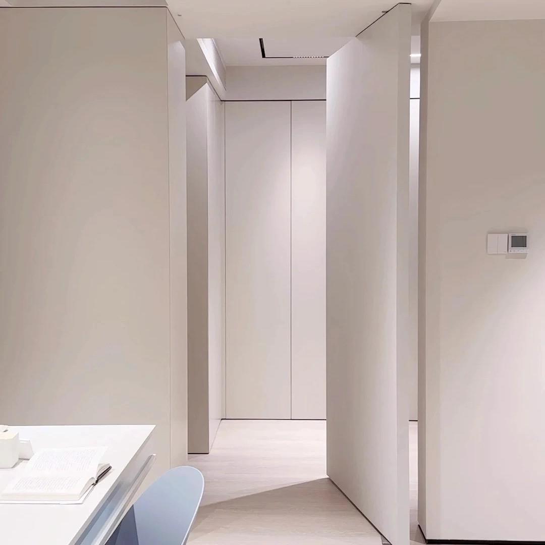 定制意式偏轴门隔断室内现代简约卧室门内外开门隐形门中轴旋转门