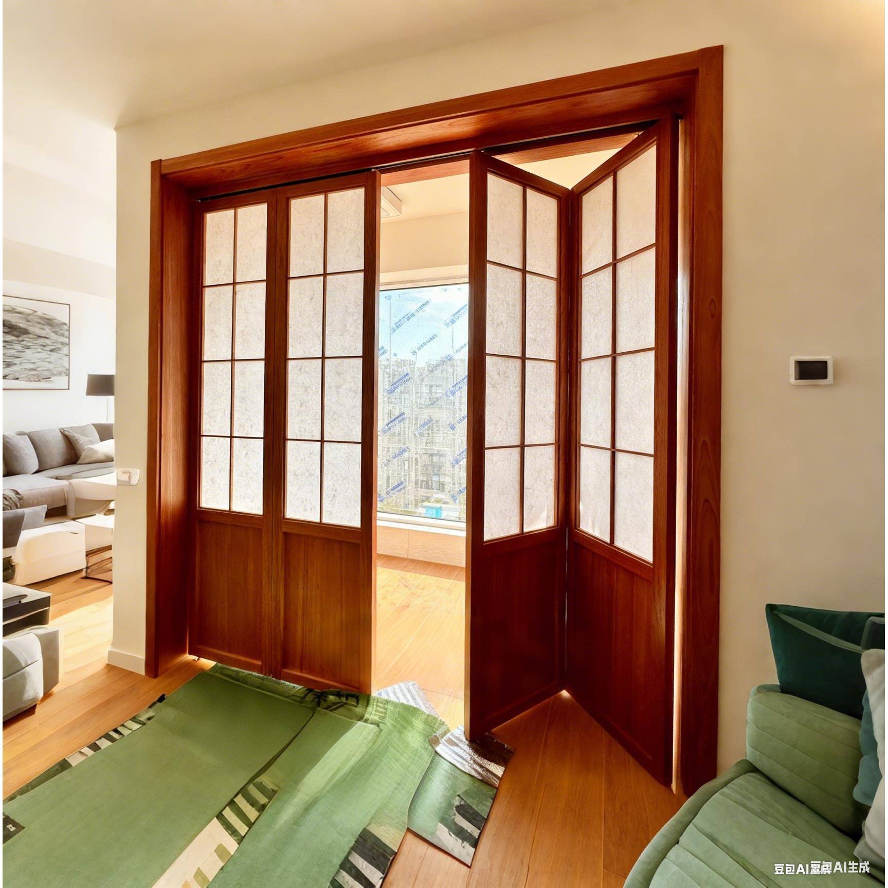 折叠门实木门室内门格子门定制宋氏美学原木风隔断厨房移门阳台门