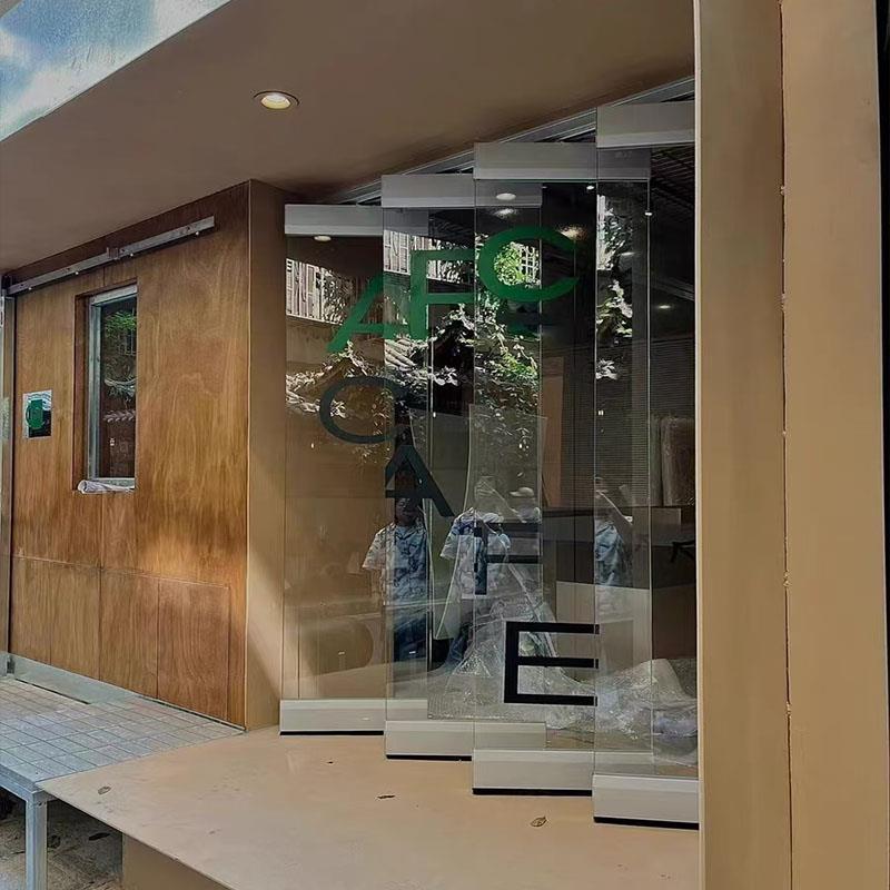 无边框吊夹玻璃门铝合金钢化玻璃折叠门阳台吊轨推拉移动店面隔断