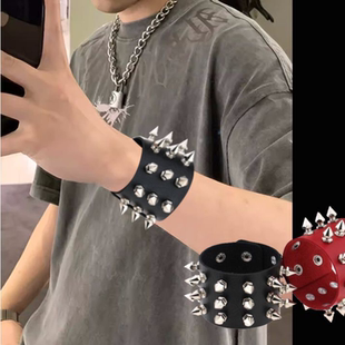 朋克铆钉夸张皮护腕运动手环摇滚武术