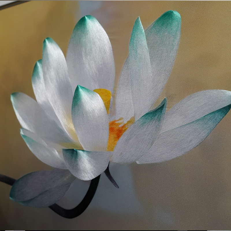 刺绣画客厅卧室装饰画苏州纯手工苏绣成品挂画荷花轻奢高端艺术品图片