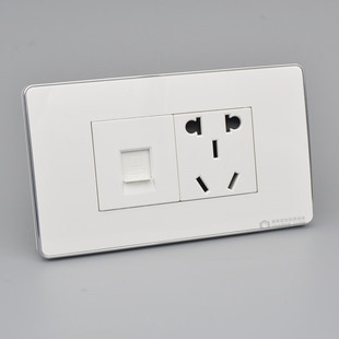 二位五孔带六类千兆电脑网线网口+二三眼五孔插座