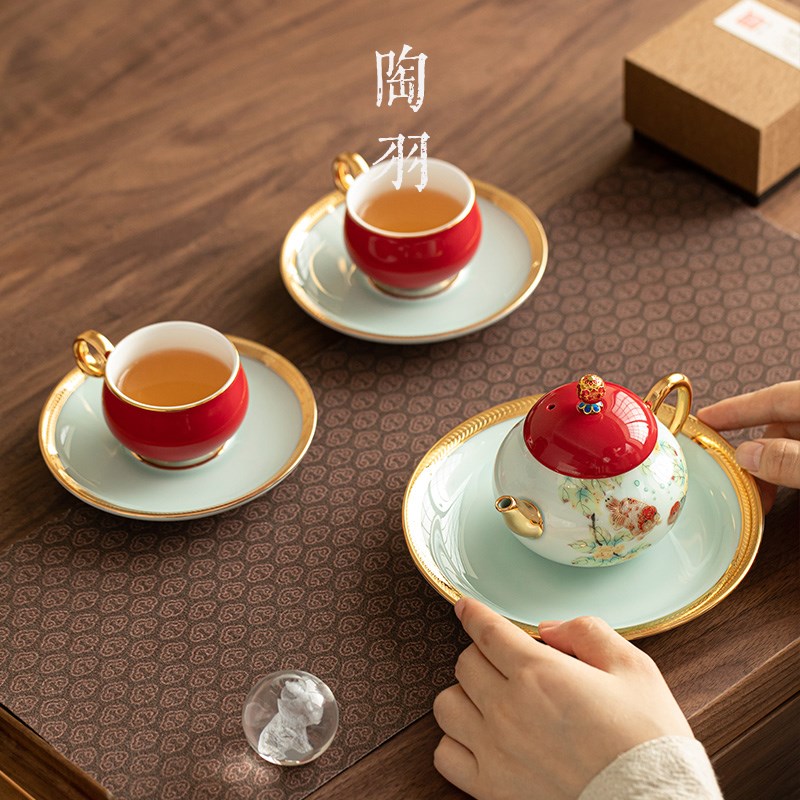 鸿运当茶壶茶具一壶两杯送老师领导长辈差距礼盒中秋教师礼品