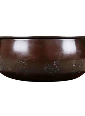 仿古铜茶洗笔洗建水茶钵黄铜带盖水盂干泡壶承茶盘茶渣桶茶杯盆