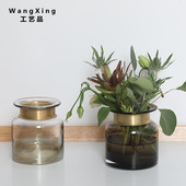 欧式 饰摆 浴室瓶金属圈平口干插瓶家居客厅餐桌装