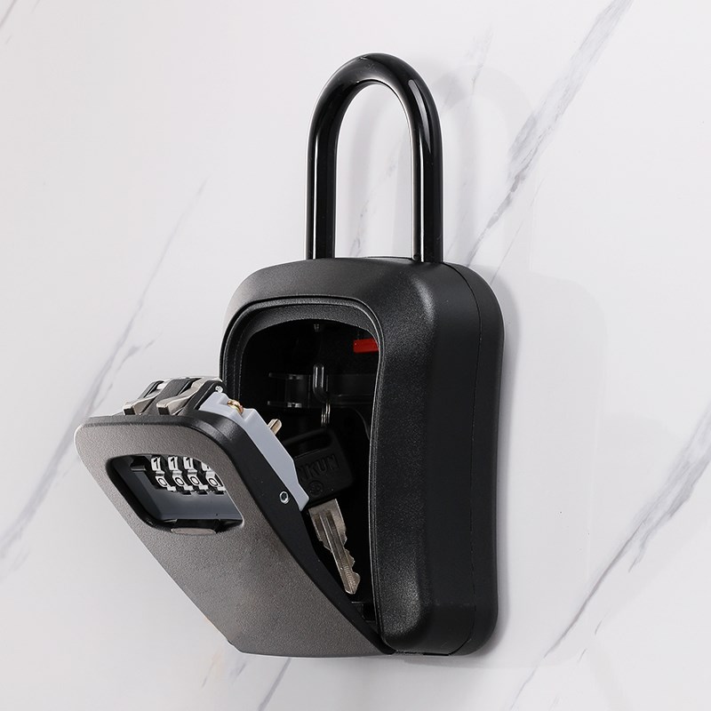 keybox壁挂式密码钥匙盒锁弧形带挂钩挂壁式密码锁免安装密码盒