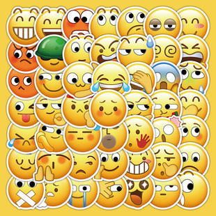 645贴微信小黄脸表情包贴纸emoji笑脸搞笑趣味个性创意卡通装饰手机壳行李箱水杯桌面iPad笔记本DIY防水贴画