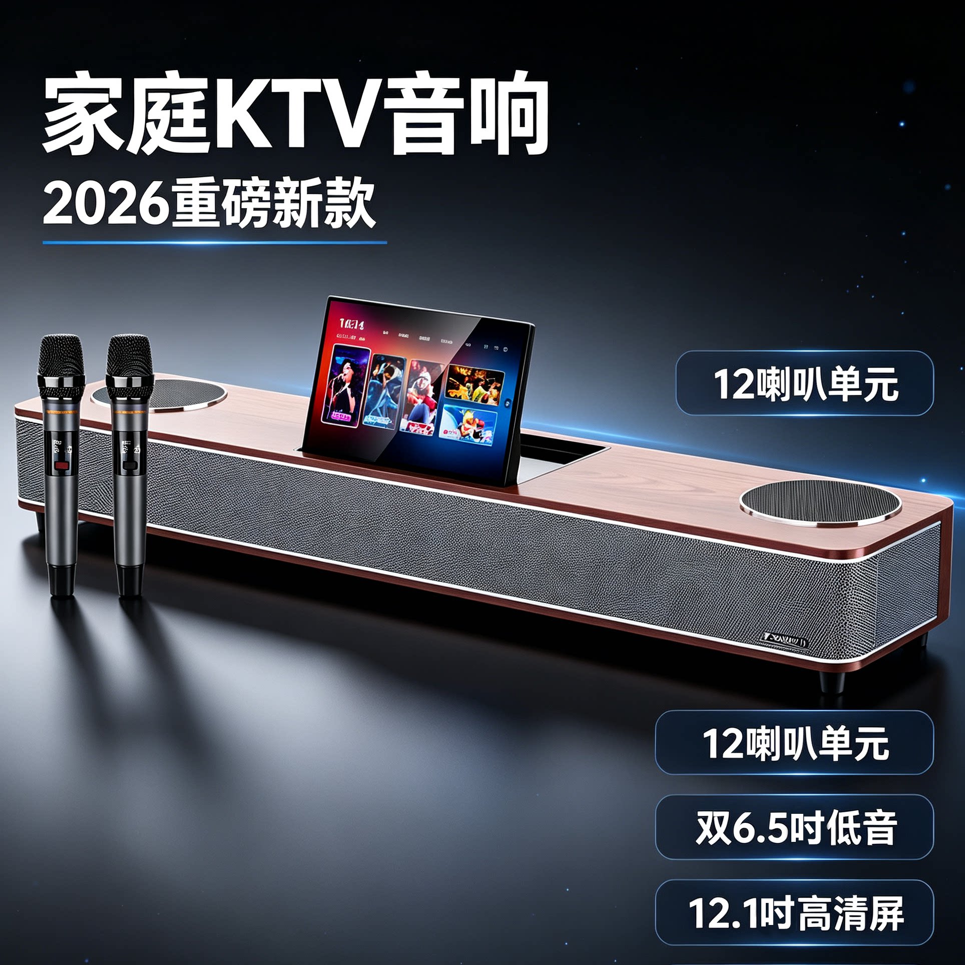 山水96P家庭KTV音响家用电视回音壁K歌音箱带屏幕低音炮家庭影院