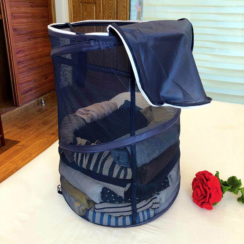 DT011可折叠超大容量网状脏衣篮公仔玩具带盖收纳筐便携卧室衣柜