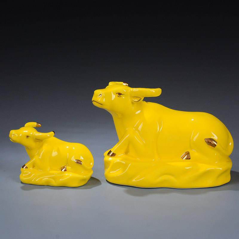 小黄色卧牛摆件风水招财旺财镇宅吉祥瓷器陶瓷十二生肖水牛工艺品,家居饰品,装饰摆件,淘宝优惠券,粉丝福利购,淘宝优惠卷
