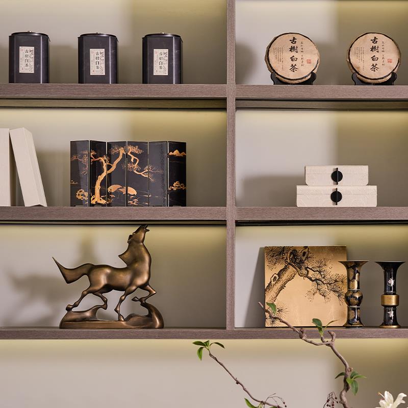 宋式美学茶空间茶楼茶艺馆茶柜装饰品摆件储物盒屏风疗愈空间布置
