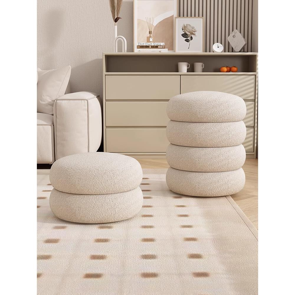 奶油风化妆凳家用梳妆凳子女生卧室坐墩轻奢梳妆台椅子美甲凳移动