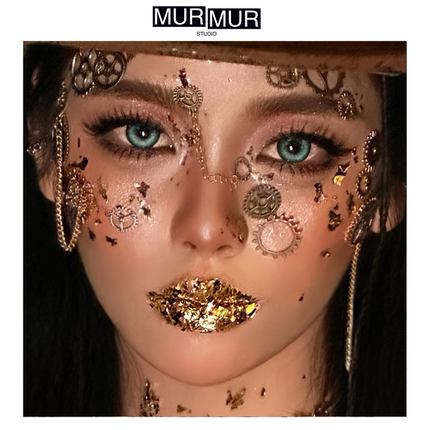 MurMur 赛博蒸汽朋克金属感创意妆贴脸齿轮未来感妆容DIY配饰Y3K