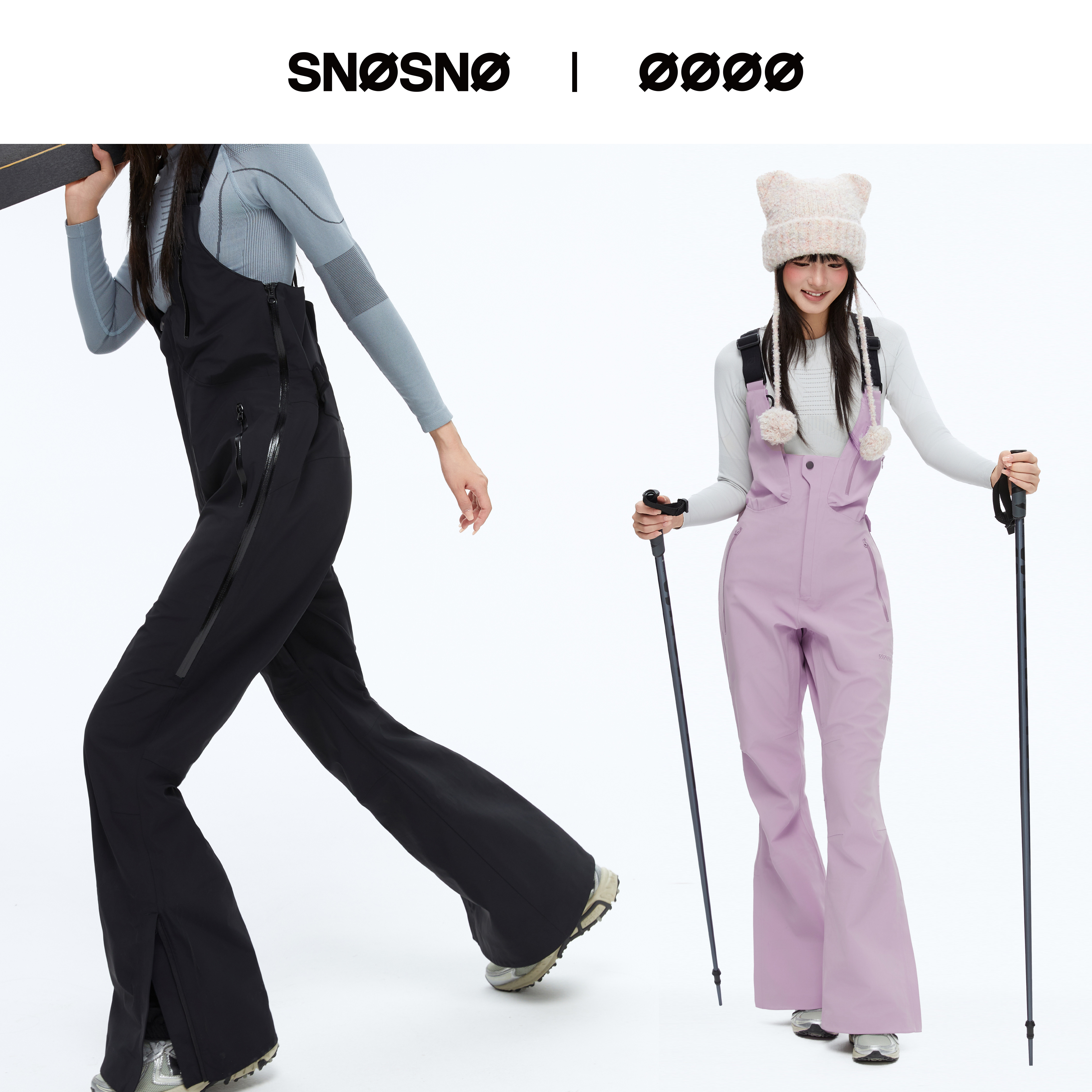 SNOSNO修身滑雪裤背带紧身防水