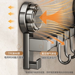 吸盘厨房挂钩免打孔挂杆锅勺子铲子挂架多功能壁挂置物架门后收纳