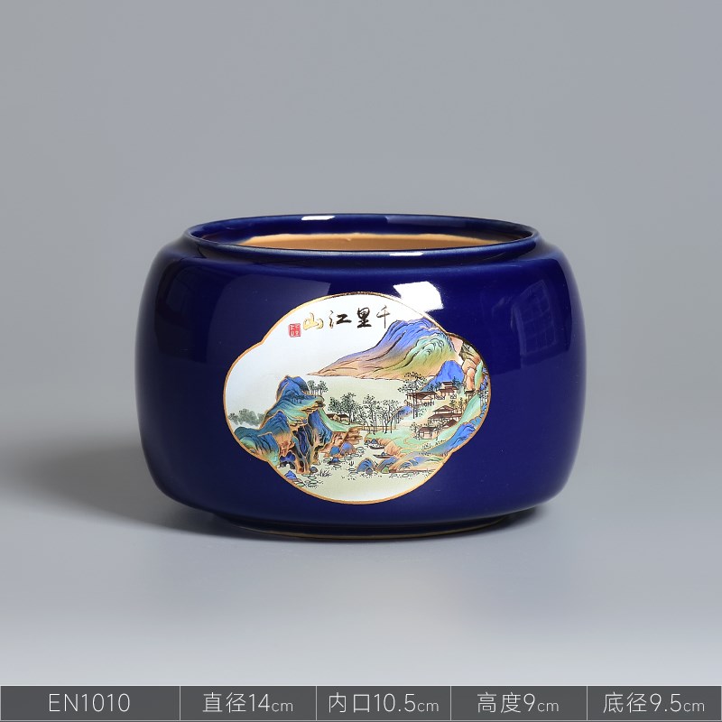 四方圆形花盆陶瓷大口径高款兰花盆造景飘枝盆景盆大号吊兰多肉盆