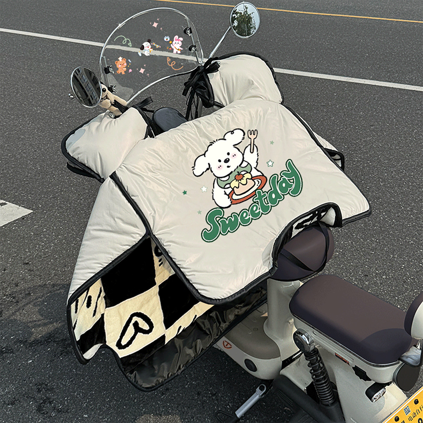 电动车防风挡风被冬季加绒加厚保暖防寒电瓶摩托车加大加宽防水罩