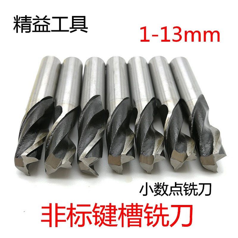 HSS高速钢 直柄键槽铣刀 2刃 非标小数点铣刀 1.2 1.3 1.5 2-5.5
