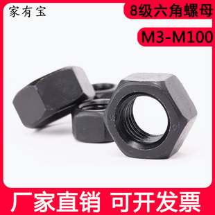 M64 发黑8级外六角螺母GB6170高强度六角螺帽M3M4M5M6M8M10M12M14