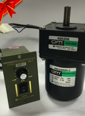 OM二手25W两相日本东方减速4IK25RGN-C4GN3K-180K正反转调速电机