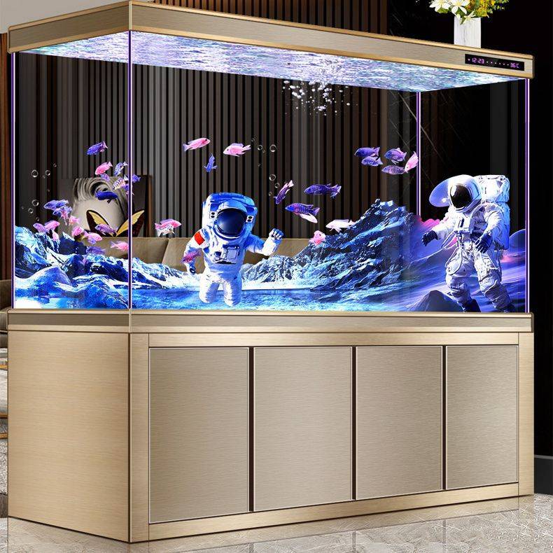 超白底过滤鱼缸客厅家用中大型办公室水族玻璃屏风玄关隔断金鱼缸
