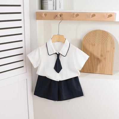 婴儿衣服套装夏季学院风男女宝宝婴幼儿一岁薄款夏装外出服两件套