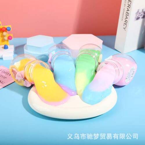 贝拉公主奶昔拼色炫彩史莱姆假水不粘起泡胶沙皮胶鼻涕泥儿童玩具