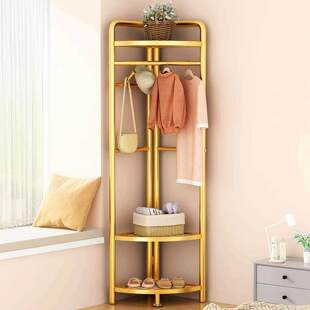 美容院挂衣服架转角衣帽架卧室落地收纳多功能晾衣架室内家用挂衣