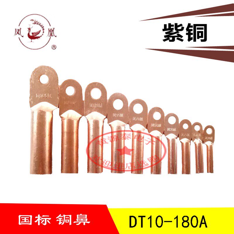 凤凰国标铜接头 DT-120mm平方 铜鼻子 紫铜接线端子