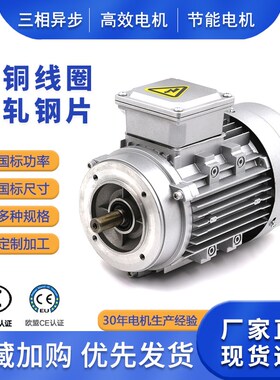 0.37KW铝壳电机YE3-63M4-4三相低压电动机YS6344全铜电机220/380V