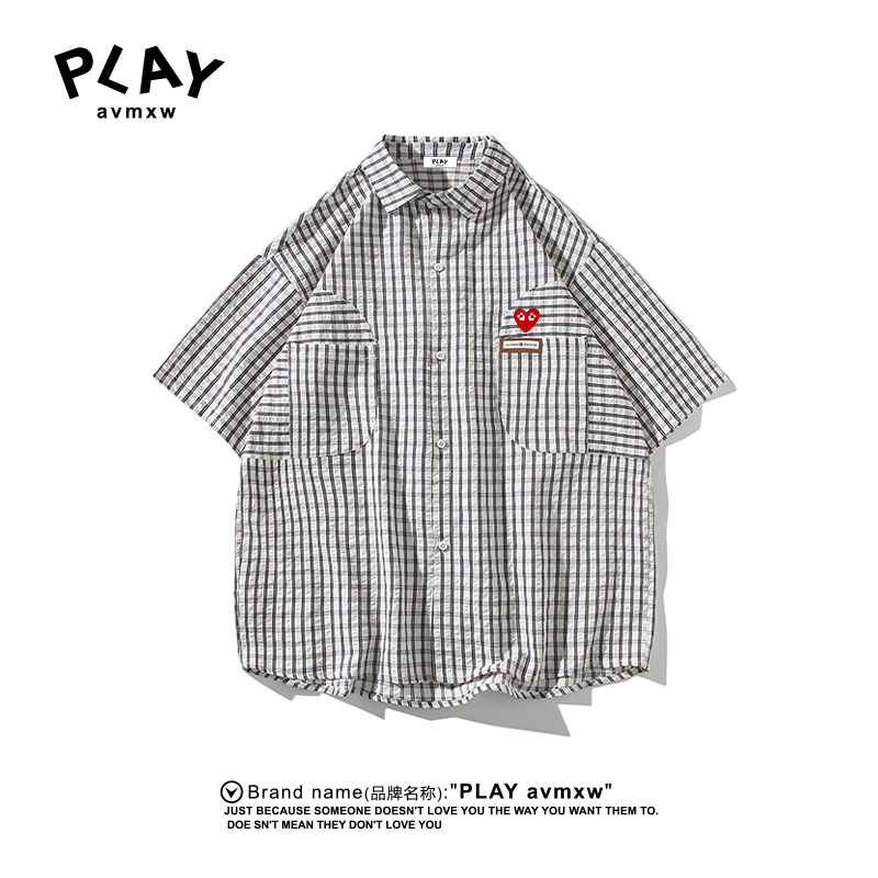 PLAYAVMXW潮牌百搭宽松格子衬衣