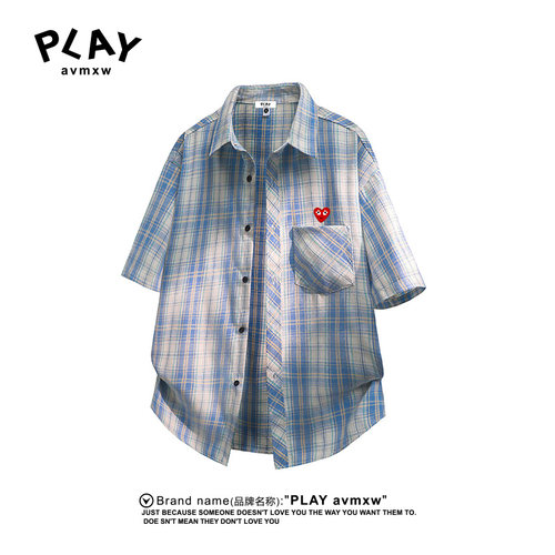 PLAYAVMXW情侣港风复古格子衬衫