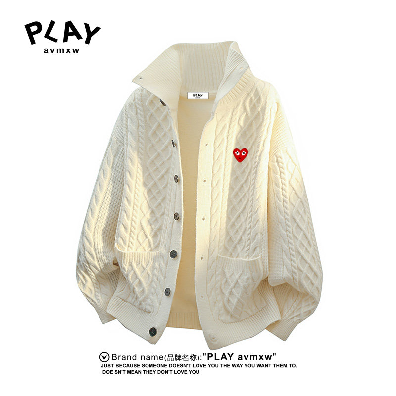 PLAYAVMXW潮牌提花半高领毛衣