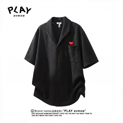 PLAYAVMXW美式宽松短袖衬衫男女