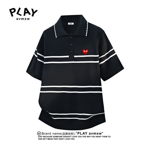 PLAYAVMXW官方条纹爱心POLO衫