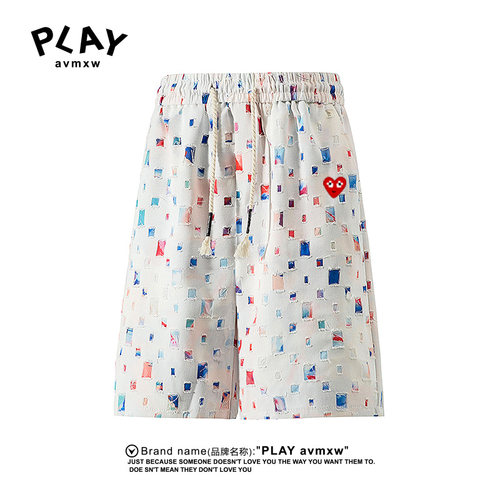 PLAYAVMXW彩色格子夏季宽松短裤