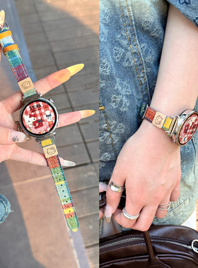 【毛呢kitty猫】适用华为GT6表带手表GT5新款watchgt5智能GT5pro毛呢皮质41mmGT4可爱简约休闲GT3女款秋冬