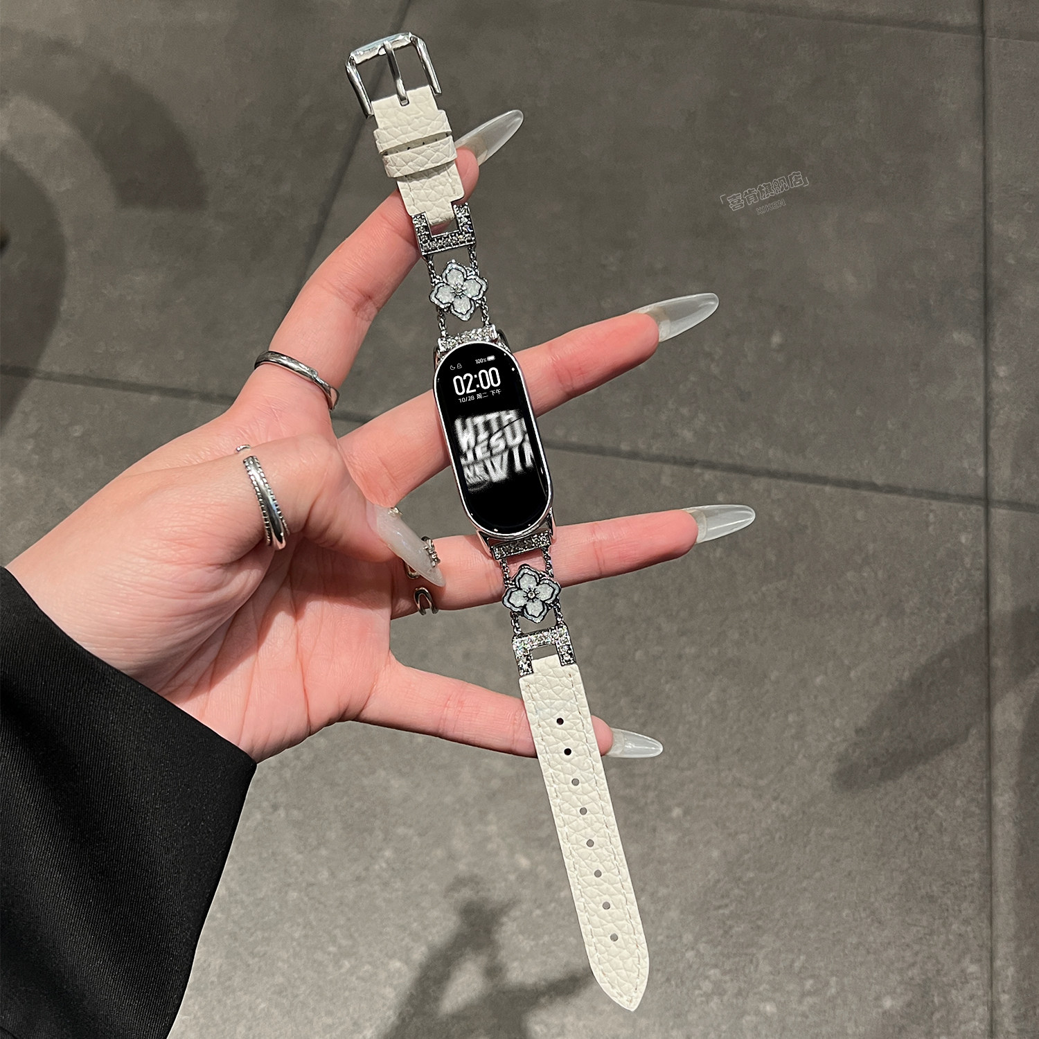 【四叶花点钻】适用小米手环10表带手环9腕带8幸运花点钻拼真皮带智能运动xiaomi十代小众高级秋冬女款腕带