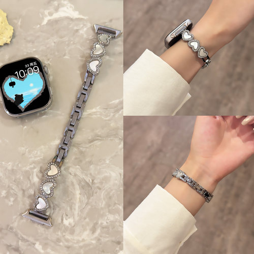【爱心贝壳手镯】适用华为FIT5手表FIT4表带新款金属链轻奢女款智能WATCH FIT4/5Pro夏天高级感FIT3小众韩系