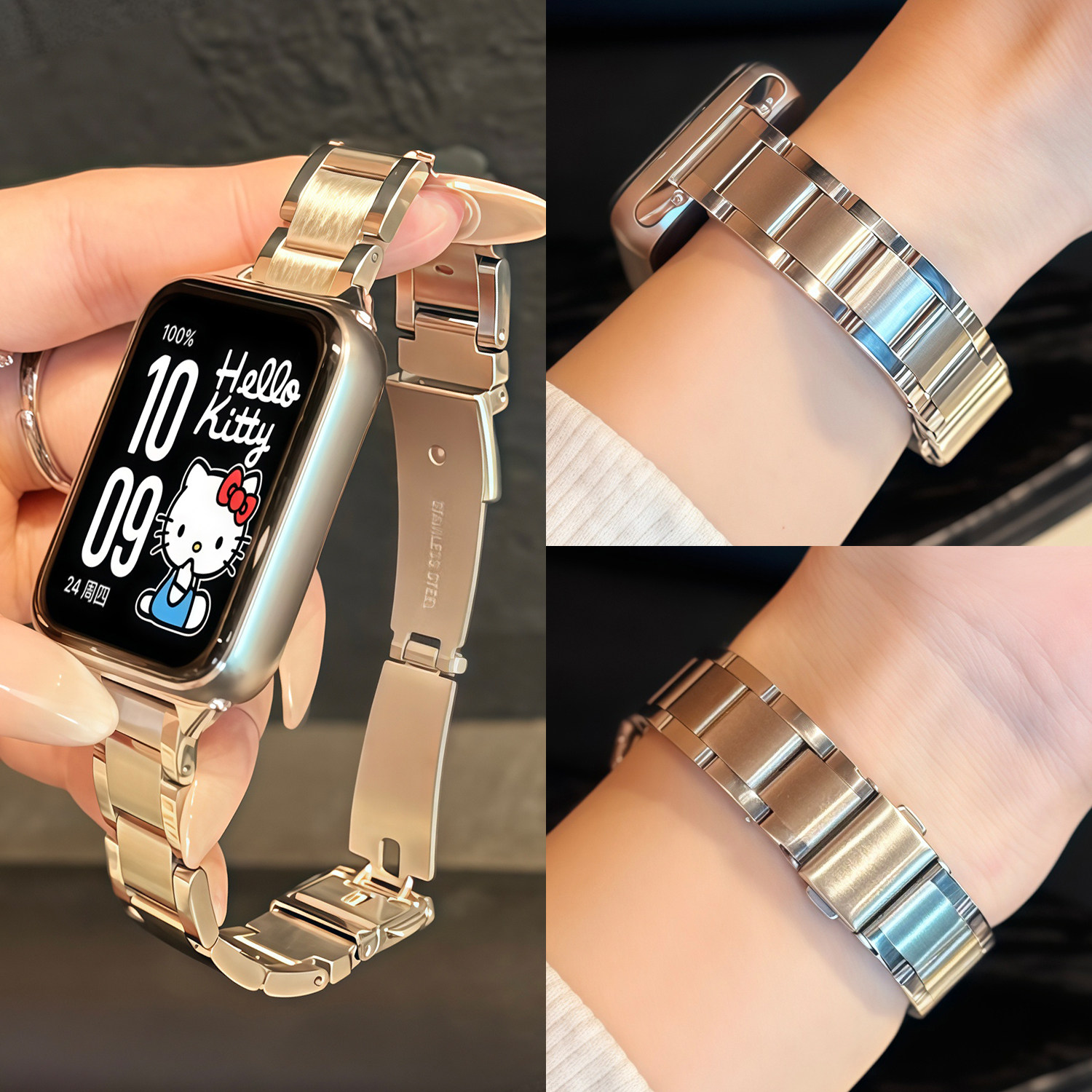 【三珠小蛮腰】适用小米手环9PRO表带8pro手表三珠金属小蛮腰链式女腕带NFC红米WATCH6简约5高级感4百搭春夏