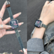 适用华为FIT4表带FIT3手表女款 WatchFIT4扎染牛仔小蛮腰FIT4pro夏天替换带FIT2高级感真皮FIT2女士秋冬百搭