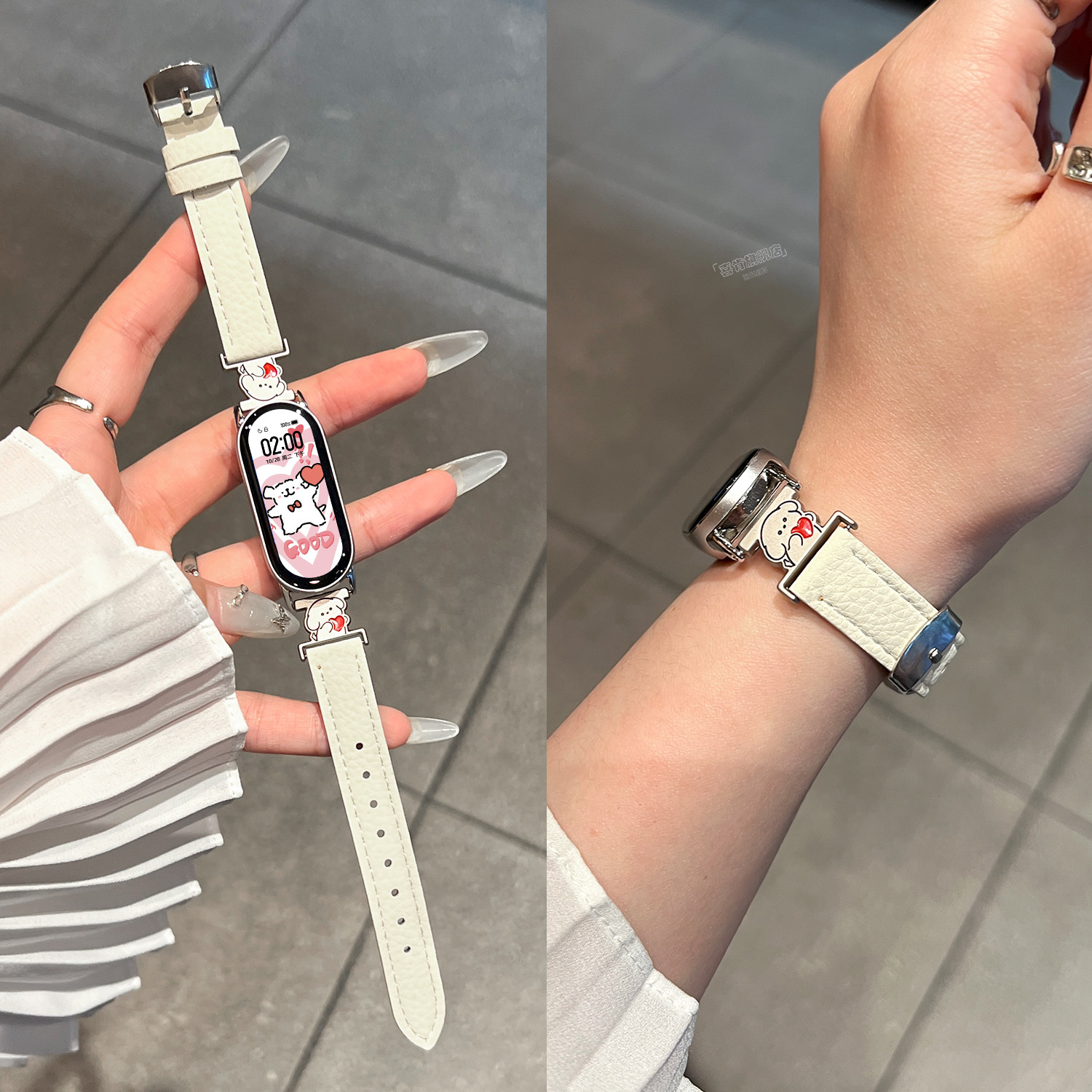 【爱心小狗】适用小米手环10表带米9/8腕带快拆可爱高级感金属小狗拼皮腕表带nfc/陶瓷款通用新款xiaomi十代