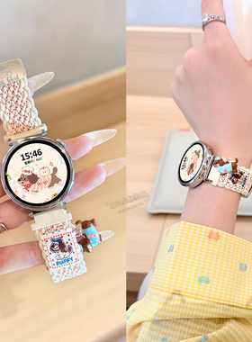 【腊肠小狗挂坠】适用华为GT6表带手表GT5新款watchgt5智能GT5pro尼龙编织磁吸41mmGT4卡通女款GT3秋冬新款