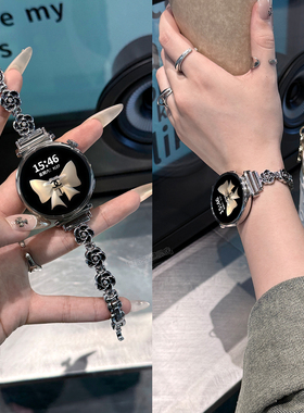 【鎏金山茶花】适用华为GT6表带手表GT5新款watchgt4Pro智能GT3金属41mm小众女女款GT2夏季官方原装正品42mm