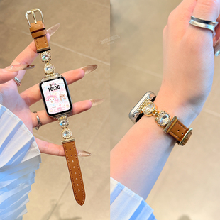 智能运动红米watch6 适用小米手环9pro表带8PRO腕带小众高级感金属拼皮秋冬女nfc通用新款 皓石kitty猫