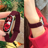 新年红色 张婧仪同款 适用小米手环10磁吸表带9腕带硅胶8NFC版 红米手表Watch6新款 5运动硅胶redmi女生男生4